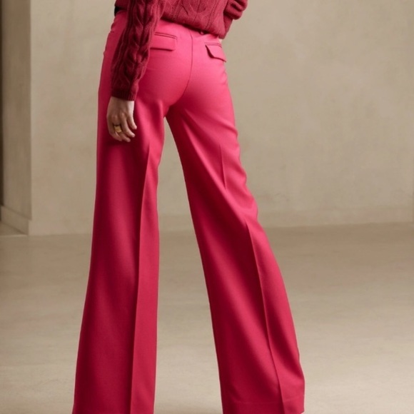 NWT! Banana Republic Happy Hour Pink Lido Wide-Leg Wool Pants - Multiple Sizes - Picture 4 of 6